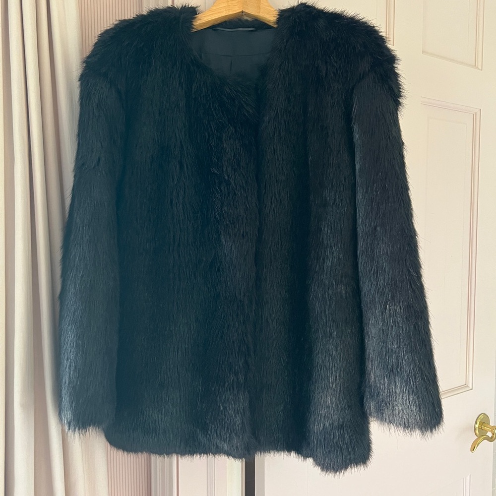 Karl Lagerfeld Black Faux Fur Jacket